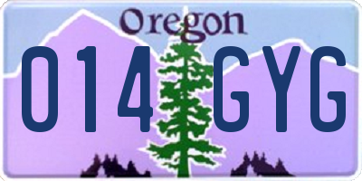 OR license plate 014GYG