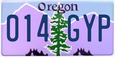 OR license plate 014GYP