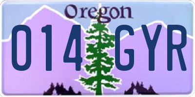 OR license plate 014GYR