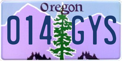 OR license plate 014GYS