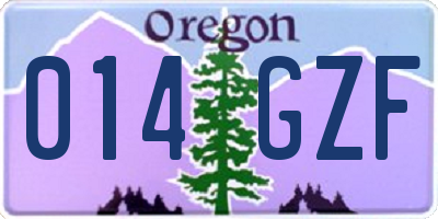 OR license plate 014GZF