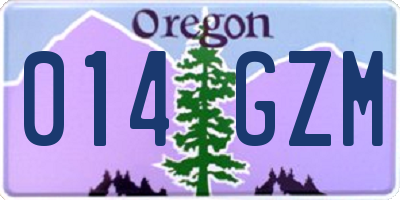 OR license plate 014GZM