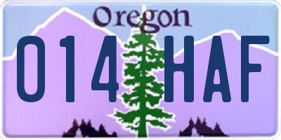OR license plate 014HAF