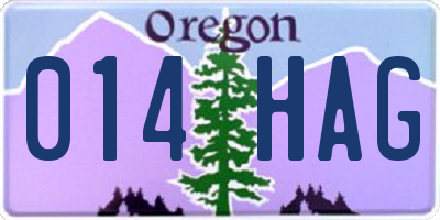 OR license plate 014HAG