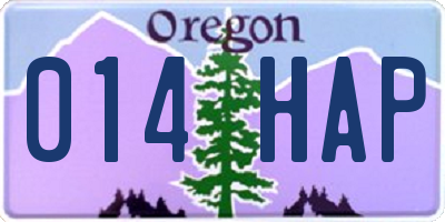 OR license plate 014HAP
