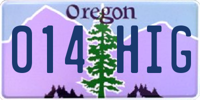 OR license plate 014HIG