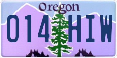 OR license plate 014HIW
