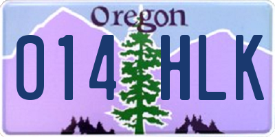 OR license plate 014HLK