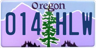 OR license plate 014HLW