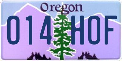 OR license plate 014HOF