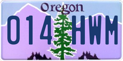 OR license plate 014HWM