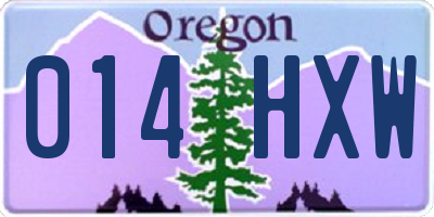 OR license plate 014HXW