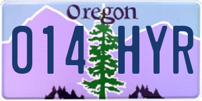 OR license plate 014HYR