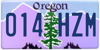 OR license plate 014HZM