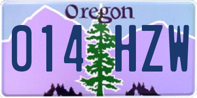 OR license plate 014HZW