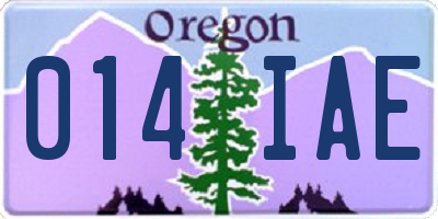 OR license plate 014IAE