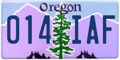 OR license plate 014IAF