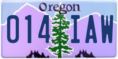 OR license plate 014IAW