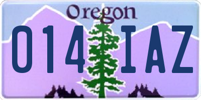 OR license plate 014IAZ