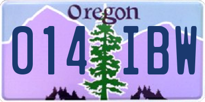 OR license plate 014IBW