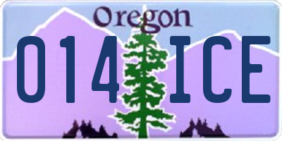 OR license plate 014ICE