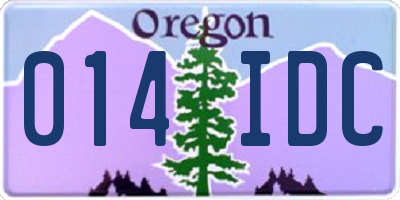 OR license plate 014IDC
