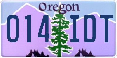 OR license plate 014IDT