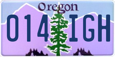 OR license plate 014IGH