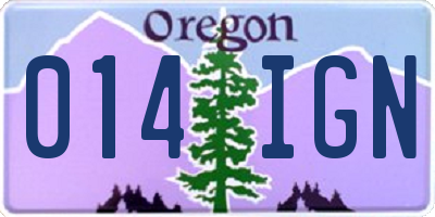 OR license plate 014IGN