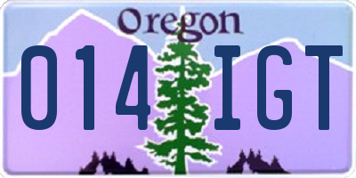 OR license plate 014IGT