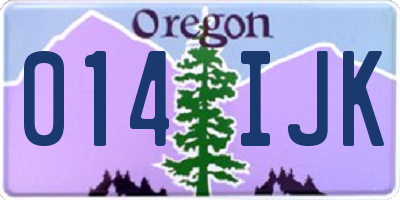 OR license plate 014IJK
