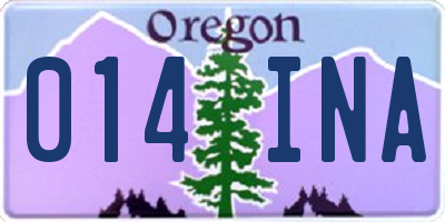 OR license plate 014INA
