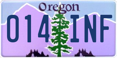 OR license plate 014INF