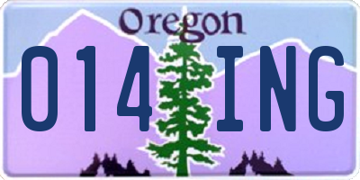 OR license plate 014ING