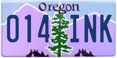 OR license plate 014INK