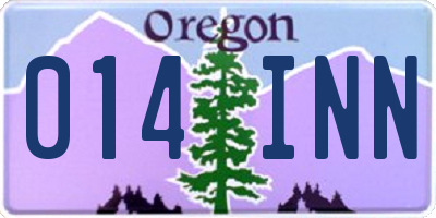 OR license plate 014INN