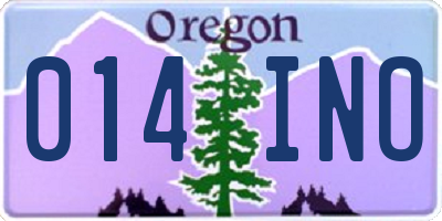 OR license plate 014INO