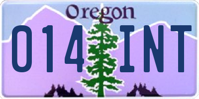 OR license plate 014INT