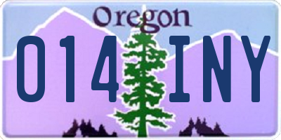 OR license plate 014INY