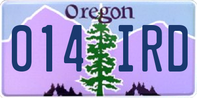 OR license plate 014IRD