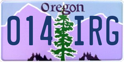 OR license plate 014IRG
