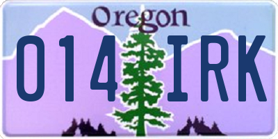 OR license plate 014IRK