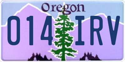 OR license plate 014IRV