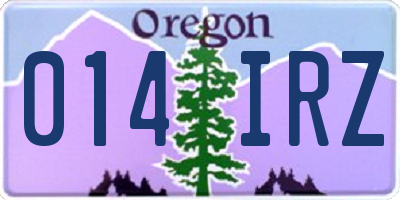 OR license plate 014IRZ