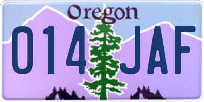 OR license plate 014JAF