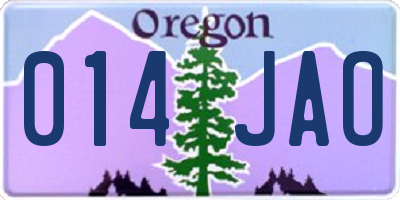 OR license plate 014JAO