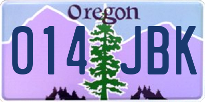 OR license plate 014JBK
