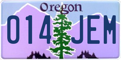OR license plate 014JEM