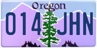 OR license plate 014JHN