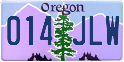 OR license plate 014JLW